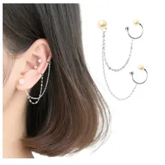 ACCESORIOS DE EVA - Arete Ear Cuff Simulador Doble Perlas_.