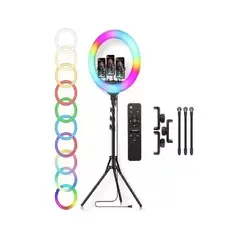 GENERICO - Aro De Luz Regulable 45cm Rgb 18inch Estudio Kit Trípode