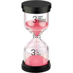 DAYOSHOP - Reloj De Arena Rojo 3 Minuto Temporizador Base Negra Decoraciòn