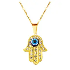 DAYOSHOP - Collar Mano Jamsa Fatima Ojo Turco Acero Inoxidable + Estuche.