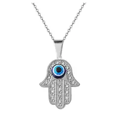 DAYOSHOP - Collar Mano Jamsa Fatima Ojo Turco Acero Inoxidable + Estuche