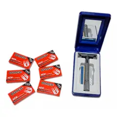 VITTORIA - Máquina Afeitar Barbera Clásica Estuche 30 Cuchillas Dorco Azul