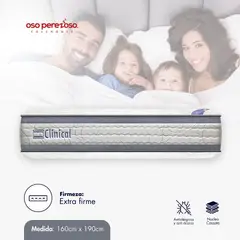 OSO PEREZOSO - Colchón Clinical+ Queen 160cm190cm - Ortopédico Cassata - Firmeza Extra Firme.