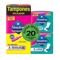 NOSOTRAS - Tampón Regular Con Aplicador 8 Unidades + 20 Protectores