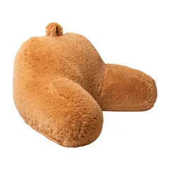 BANZAY - Cojín Anatómico Para TV y Lectura Funda Peluda- Camel