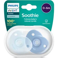 AVENT - Chupo bebe entretenedor soothie 0-6m x 2 unidades AZUL