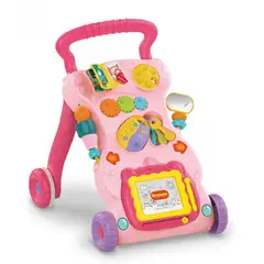 HUANGER - Caminador para bebe tipo andadera musical didáctica-ROSADO