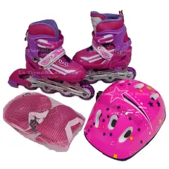 CHICAGO - Patines kit protección infantiles skates luces 28-33 ROSA