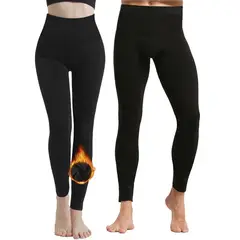 FRIOLENTA - Ropa térmica invierno legging termico mujer y hombre - negro