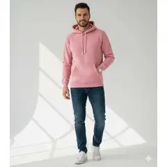 FRIOLENTA - Saco hoodie hombre con capota algodón perchado rosado