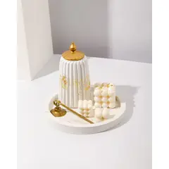 DECORACIONES ALE Y GABI - SET DECORATIVO ANFORA BASE TRIO VELAS APAGAVELAS