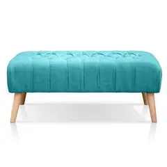 BANZAY - Banco Otomano Patas en Madera tela Pet-friendly - Turquesa