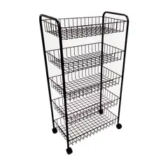 GENERICO - Organizador Verdulero De Cocina 5 Canastillas Negro