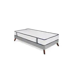 GENERICO - Base Cama Santorini Sencillo Tela Plata con Colchón Varna