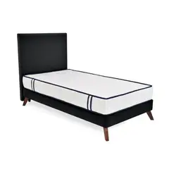 GENERICO - Set de Dormitorio Santorini Sencillo Tela Negro con Colchón Varna