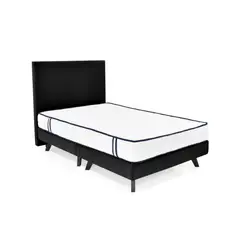 GENERICO - Set de Dormitorio Santorini Semidoble Tela Negro con Colchón Varna