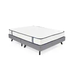 GENERICO - Base Cama Santorini Doble Tela Plata con Colchón Varna