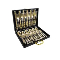 SCHAFFHAUSEN - Juego Cubiertos 24 Piezas Acero Inoxidable Oro