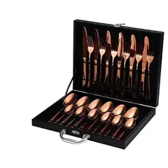 SCHAFFHAUSEN - Juego Cubiertos 24 Piezas Acero Inoxidable Oro Rosa
