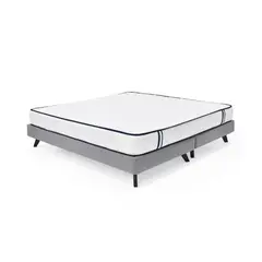 GENERICO - Base Cama Santorini King Tela Plata con Colchón Varna
