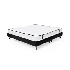 GENERICO - Base Cama Santorini King Tela Negro con Colchón Varna