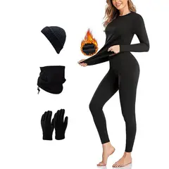 FRIOLENTA - Ropa térmico x5 legging camiseta guantes gorros bandana - negro