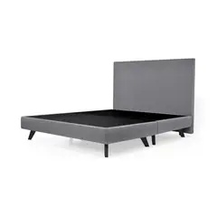 GENERICO - Base Cama con Cabecero Santorini Queen Tela Plata