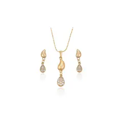 VERAMOREST - Set Aretes y Collar Gotas Doradas
