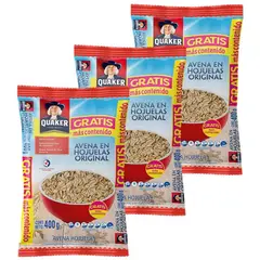 QUAKER - Avena en hojuelas original 400 gr x3 uds