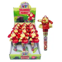 THE CANDY AND TOY FACTORY - Candy toy juguete mono con tambor y dulces x12 unid