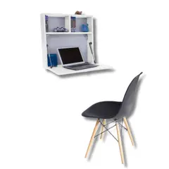 GENERICO - Escritorio Flotante de pared Plegable 60x60cm blanco mate