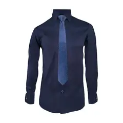 SON DOS - Camisa formal azul oscura puño mancornas manga larga hombre
