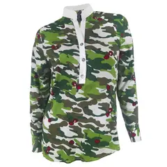 SON DOS - Blusón manga larga en chalis estampado camuflado.