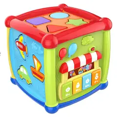 HUANGER - Cubo didáctico multifuncional luces música para bebé