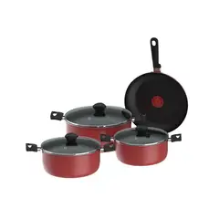 IMUSA - Batería COLORS 7 piezas ROJO con Tapa de Vidrio