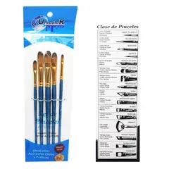 UNICORN - Set De Pinceles Sintéticos Unicolor Lengua De Gato X 5 Unds