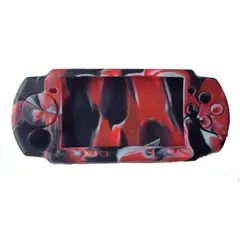 GENERICO - Forro Silicona PSP Resistente Antideslizante Camuflado 3 Colores - Negro + Blanco + Rojo