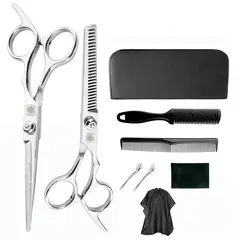 GENERICO - Set tijeras profesionales peluqueria Black Leopard Silver Capa