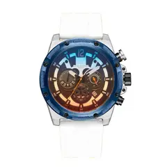 GFORCE - Reloj G-force Original H3907g Crono Goma Calendario Blanco + Estuche