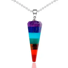 DAYOSHOP - Collar Cuarzo 7 Chakras Energetico Triangulo + Estuche_.