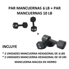 GENERICO - 2 PARES DE MANCUERNAS: PAR 6 LBS C/U - PAR 10 LBS C/U