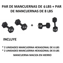 GENERICO - 2 PARES DE MANCUERNAS: PAR 6 LBS C/U - PAR 8 LBS C/U