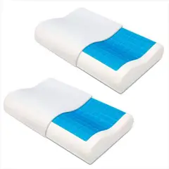 MEMORY FOAM SOLUTIONS - Set 2 Almohadas Ortopedica Memory Foam Gel Activo Fresco Funda.
