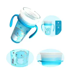 GENERICO - Vaso Mágico Antiderrame 360 Libre Bpa Con Asas - AZUL