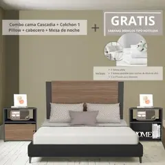 EKONOMODO COLOMBIA - Colchon Doble Pillow + Cama Cascadia + Mesas de noche Negro