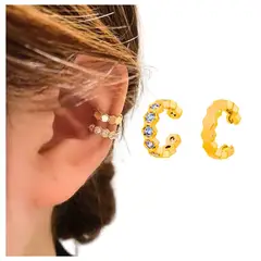 ACCESORIOS DE EVA - Arete Ear Cuff Simulador Set x 2 Dorado