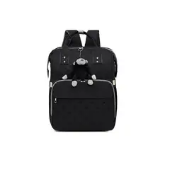 KIDSHOP - Pañalera Multifuncional Bolso Morral Bebe Bordado 3081 Negro