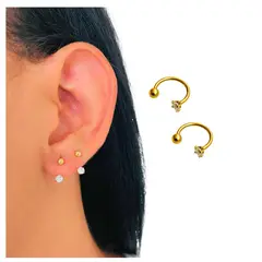 ACCESORIOS DE EVA - Piercing Acero Inoxidable Set Punto Cristal
