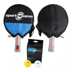 SPORT FITNESS - Raquetas Set 2 Und + Pelotas Ping Pong 6 Und Tenis De Mesa