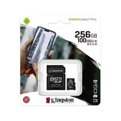 KINGSTON - Memoria micro sd 256 gb clase 10 + adaptador sd